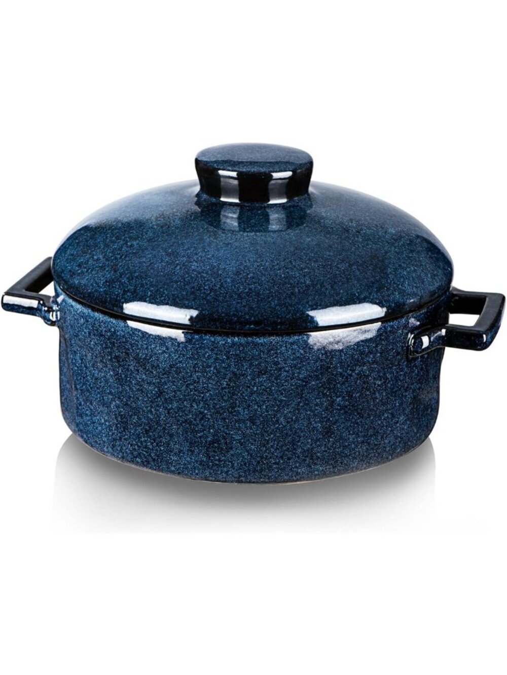 Ceramic Casserole Dish with Lid - 2 Quart Round Bakeware for Oven & Serving